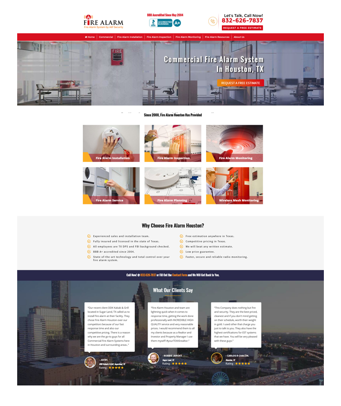 Fire Alarm Houston Website After