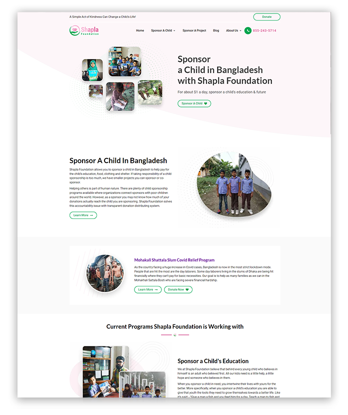 Shapla Foundation Website After